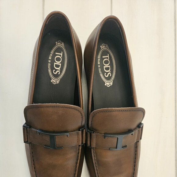 Tod's T Timeless Brown Calf Leather Loafers - Size 11 US/10 UK - Picture 8 of 12